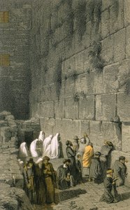 Ściana Płaczu w Jerozolimie. Kolorowy grawer Bernatz et alii - Steinkopk J.F. Editore