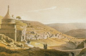 Grobowiec Absaloma i Siloana. Akwaforta Bernatza et alii - Steinkopk J.F. Editore autorstwa Johann Martin Bernatz