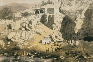 Widok Baniyas. Akwaforta Bernatza et alii - Steinkopk J.F. Editore autorstwa Johann Martin Bernatz
