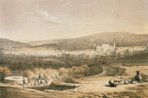 Widok na Betlejem. Akwaforta Bernatza et alii - Steinkopk J.F. Editore autorstwa Johann Martin Bernatz