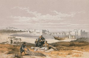 Widok na Sydon (Said). Etching by Stelzner - Steinkopk J.F. Editore autorstwa Johann Martin Bernatz