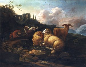 Johann Melchior Roos Owce i pasterz autorstwa Johann Melchior Roos