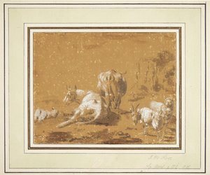 Krajobraz z krowami i kozami autorstwa Johann Melchior Roos