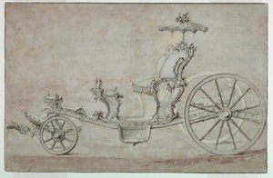 Rysunek, projekt kabrioletu, przed 1750 r. autorstwa Johann Michael Hoppenhaupt II