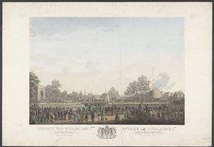 Przybycie Wilhelma I do Brukseli 30 marca 1815 / Entrée de Guillaume 1er dans la Ville de Bruxelles, le 30th Mars 1815 (tytuł na obiekcie) Dwanaście tabliczek z przybyciem i inauguracją Wilhelma I w Brukseli oraz bitwami pod Quatre-Bras