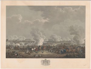 Bitwa pod Waterloo, 1815 Dwanaście tablic przedstawiających przybycie i inaugurację Wilhelma I w Brukseli oraz bitwy pod Quatre-Bras i Waterloo w 1815 roku (tytuł serii)