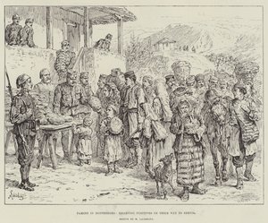 Głód w Czarnogórze, uwolnienie uciekinierów w drodze do Serbii autorstwa Johann Nepomuk Schonberg