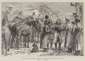 Zatrzymanie transportu koni w Novoselitza, na granicy rosyjskiej autorstwa Johann Nepomuk Schonberg
