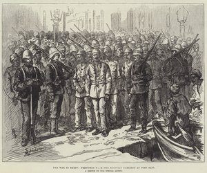 Wojna w Egipcie, więźniowie z egipskiego garnizonu w Port Said autorstwa Johann Nepomuk Schonberg