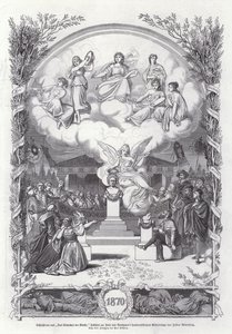 Ostatnia scena z Przebudzenia sztuki, obchody stulecia urodzin Beethovena, autorstwa Juliusa Rodenberga (rycina) autorstwa Johann Paul Adolf Kiessling