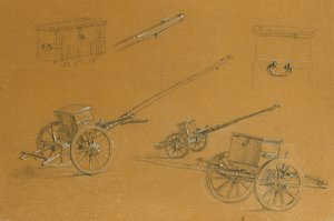 Studium pod kątem armat, akcesoriów wojskowych autorstwa Johann Peter Krafft