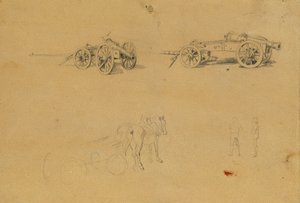 Studium pod kątem armat, akcesoriów wojskowych autorstwa Johann Peter Krafft