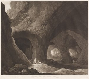 Podróżujący w gigantycznych jaskiniach autorstwa Johann Peter Pichler, after Guillam Dubois