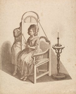 Artysta rysujący sylwetkę kobiety autorstwa Johann Rudolph Schellenberg