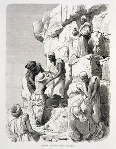 Wejście na Wielka Piramidę, XIX w. (rycina na papierze) autorstwa Johann Rudolph the Elder Huber