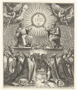 Adoracja Monogramu Chrystusa autorstwa Johann Sadeler (I)