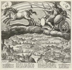 Planeta Mars i jej wpływ na świat Siedem planet (tytuł serii) Planetarum effectus et eorum in signis zodiac (tytuł serii) autorstwa Johann Sadeler (I)