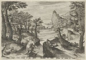 Narcyz Pejzaże ze scenami mitologicznymi (tytuł serii) autorstwa Johann Sadeler (I)