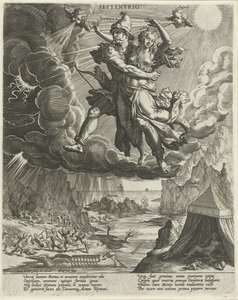 północny wiatr Septentrio (tytuł na obiekcie) Cztery wiatry (tytuł serii) autorstwa Johann Sadeler (I)