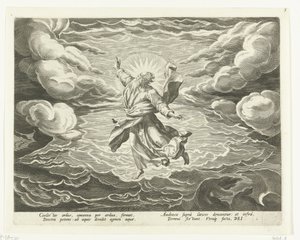 Stworzenie powietrza i wody Stworzenie Świata (tytuł serii) autorstwa Johann Sadeler (I)