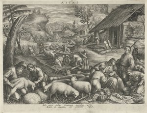 Lato Aesty (tytuł na obiekcie) Cztery pory roku (tytuł serii) autorstwa Johann Sadeler (I)
