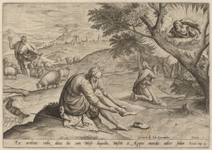 Bóg ukazujący się Mojżeszowi, 1585. autorstwa Johann Sadeler I