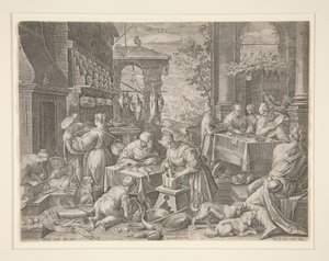 Bogacz i Łazarz autorstwa Johann Sadeler I