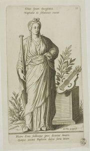 Erato, Muse of Lyric Poetry, płyta 11 z Parnassus Biceps autorstwa Johann Theodor de Bry