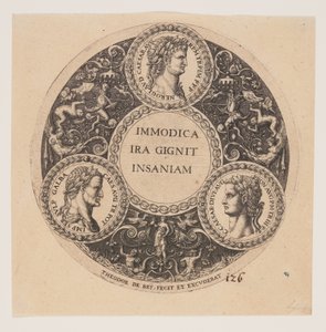Immodica Ira Gignit Insaniam, Design for Interiors of Tazze autorstwa Johann Theodor de Bry