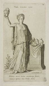 Thalia, Muza Komedii, płytka 14 z Parnassus Biceps autorstwa Johann Theodor de Bry