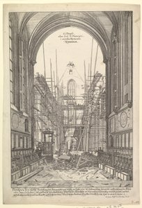 Widok odbudowanego kościoła franciszkanów w Norymberdze, z serii V....n.d. autorstwa Johann Ulrich Kraus
