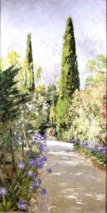 Korfu: Cyprysy i Oleander (olej na płótnie) autorstwa Johann Viktor Krämer