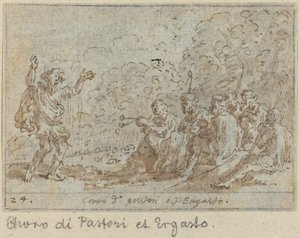 Chór pasterzy i Ergasto, 1640. autorstwa Johann Wilhelm Baur