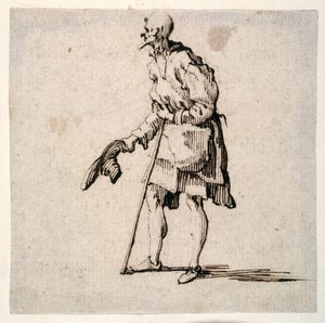 Country Man stojący i zdejmujący czapkę (pióro i atrament na papierze) autorstwa Johann Wilhelm Baur
