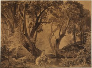 Wnętrze lasu pierwotnego (W raju II) autorstwa Johann Wilhelm Schirmer