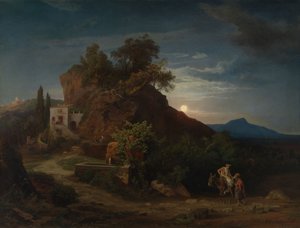 Noc, przybycie Samarytanina z rannym do gospody autorstwa Johann Wilhelm Schirmer