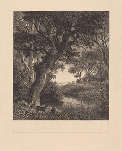 Myśliwi opuszczający las autorstwa Johann Wilhelm Schirmer