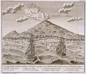 Wyspa zwana „Ternate” w Molukach, pub. 1744. autorstwa Johann Wolfgang Heydt