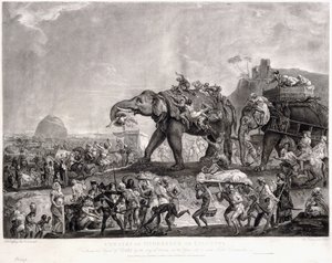 Ambasada Hyderbeck do Kalkuty, od wezyra z Oude, przy drodze Patna, w roku 1788, aby spotkać Lorda Cornwallisa, ok. 1788. 1800 autorstwa Johan Joseph Zoffany