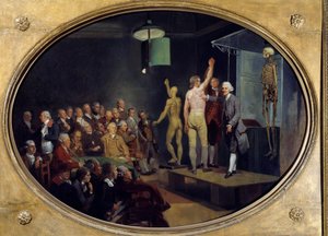 Wykład Williama Huntera (1718-1783), szkockiego anatoma w Royal Academy. Obraz Johanna Zoffany