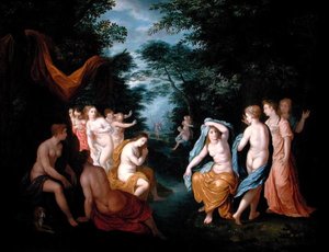 Diana i Acteon (olej na miedzi) autorstwa Johann or Hans (attr.to) Konig