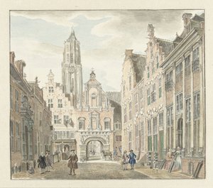Nieuwstraat w Utrechcie z widokiem na Dom Tower autorstwa Johanna de Bruyn