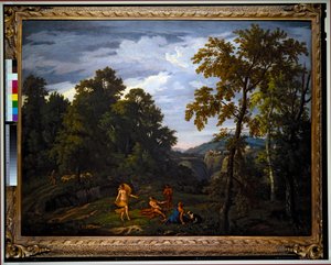 Pejzaż z klasycznymi postaciami (obraz) autorstwa Johannes (1646 c.1726) Glauber
