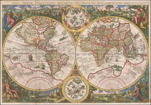 Mapa świata z 1596 roku - Orbis Terrae Compendiosa Descriptio Ex peristissimorum totius orbis Gaeographorum operibus desumpta autorstwa Johannes Baptista Vrints