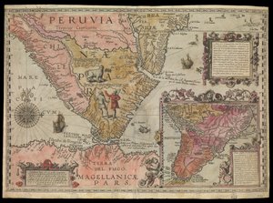 Południowy kraniec Peru, Ameryka Południowa, ok. 1590 r. (ręcznie kolorowany) autorstwa Johannes Baptista van the Younger Doetechum