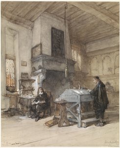 Archiwum w Veere z postaciami w strojach z XVII wieku autorstwa Johannes Bosboom