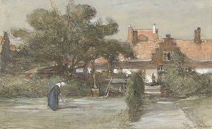 Dziedziniec Heilige Geesthofje na Paviljoensgracht w Hadze autorstwa Johannes Bosboom