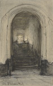 Schody w Prinsenhof w Delft, gdzie książę Wilhelm I został zamordowany w 1584 r. autorstwa Johannes Bosboom