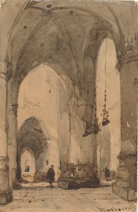 Wnętrze kościoła Sint-Bavokerk w Haarlemie autorstwa Johannes Bosboom