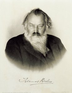 Niemcy, grawerowany portret niemieckiego kompozytora, pianisty i dyrygenta Johannesa Brahmsa autorstwa Johannes Brahms